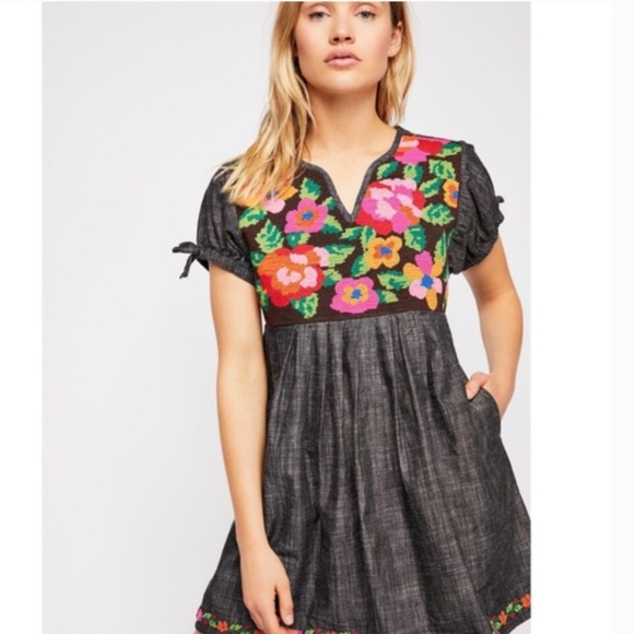 Free People Oaxaca Chambray Embroidered Dress - Picture 2 of 15